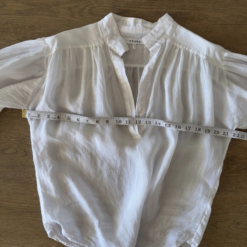 FRAME Emma Blouse Sheer White 100% Ramie Ctn Oversized Balloon Long Sleeve-Sz XS - Picture 8 of 16